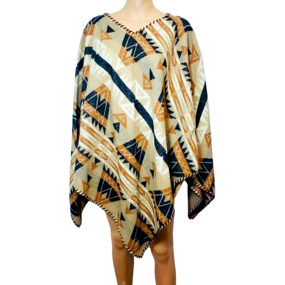 Vintage Ralph Lauren Wool Native American Tribal Poncho - Picture 3 of 16